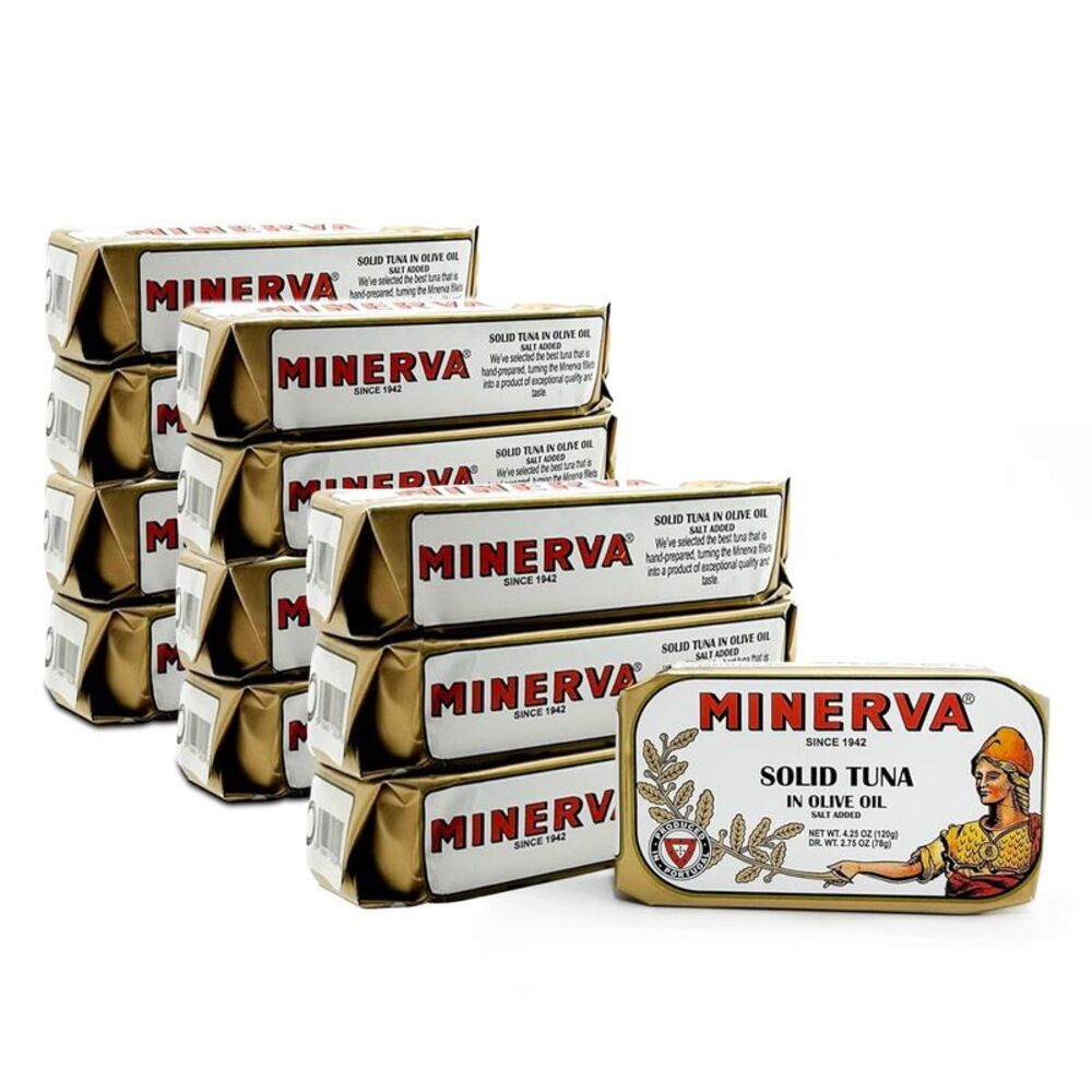 Minerva Premium Canned Tuna in Olive Oil with Sea Salt - 4.25 oz Pack of 12